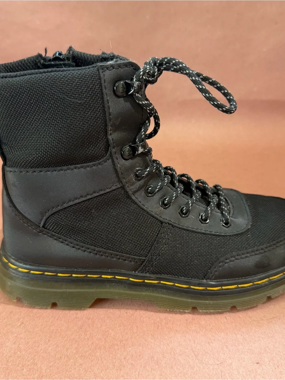 Dr. Martens Combs Tech Black Nylon Boots Kids Size 1